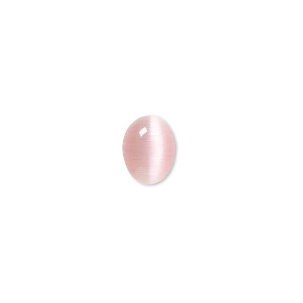 Cabochon, cat's eye glass (fiber optic glass), pink, 10x8mm calibrated oval, quality grade. Sold per pkg of 10. image number 0