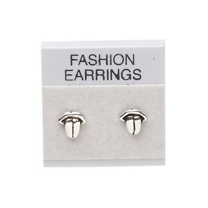 Earring card, flocked plastic, grey and black, 1x1-inch square with "FASHION EARRINGS." Sold per pkg of 100.