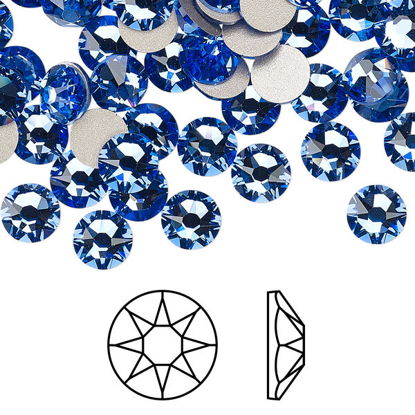 Flat back 144pk sapphire foil back, Crystal Passions® 6.32-6.5mm rose round SS30 2088 image number 0