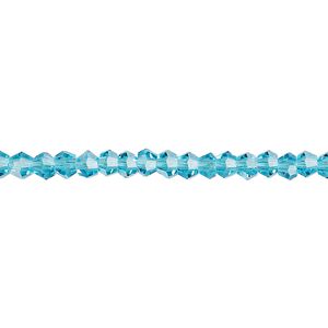 Bead 1pk transparent turquoise blue, Celestial Crystal® 4mm bicone 15.5-16 inch
