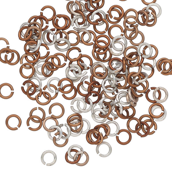 Jump ring 1pkg100 aluminum, 4mm round, 20 gauge / 2.4mm inside diameter / orange copper image number 0