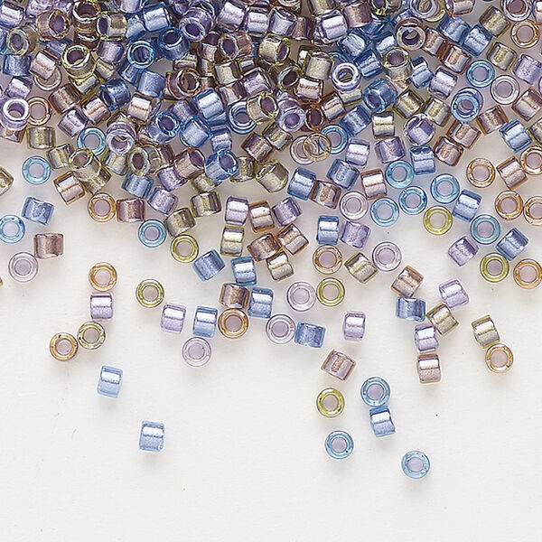 Seed bead, Miyuki Delica®, glass, pkg/50g, #11 round, transparent inside dyed color purple/bronze mix (DB0986). image number 0