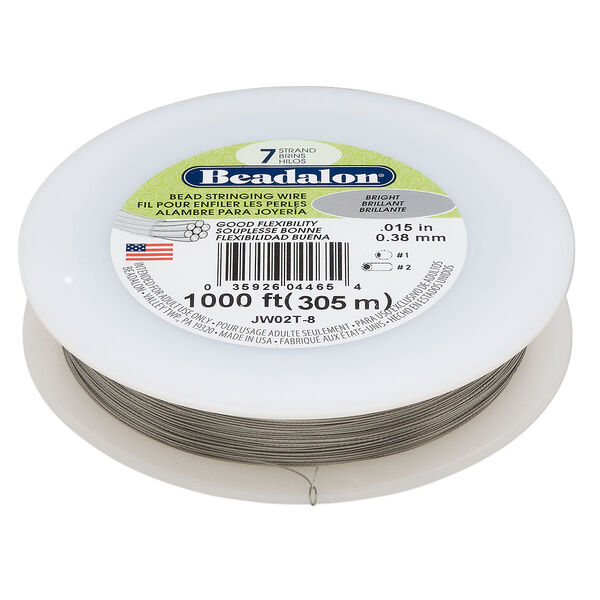Wire, Beadalon®, nylon and stainless steel, bright, 7 strand, 0.015-inch diameter. Sold per 1000-foot spool. image number 0