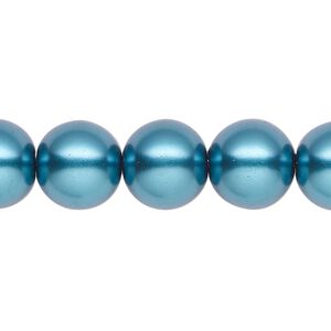 Pearl 1pk teal, Celestial Crystal® 12mm round 15.5-16 inch