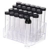 Display, acrylic, clear, 5-3/4x3-3/4 inch rectangle rack with 24 clear 4x3/4 inch wide vials with black twist-on caps with hang-tabs. Sold per set. image number 1