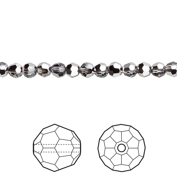 Bead 12pk crystal light chrome, Crystal Passions® 4mm round 5000 image number 0
