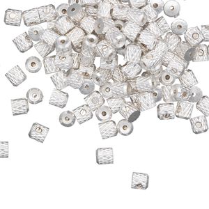 Crimp, Screw-Tite Crimps™, silver-plated copper, 3.5mm barrel, for wire up to 0.024 inches. Sold per pkg of 144 (1 gross).