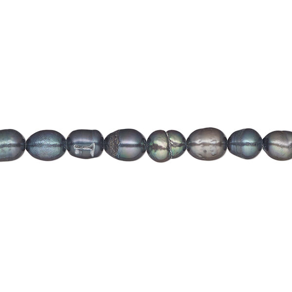 Pearl, cultured freshwater (dyed), iris blue, 4-5mm rice, D- grade, Mohs hardness 2-1/2 to 4. Sold per 15-inch strand. image number 0