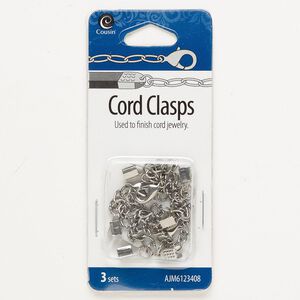 Clasp lobster claw 1pkg3 "pewter" (zinc alloy), 10x6mm oval / fits 3.8mm cord, antique silver-finished steel 1-strand