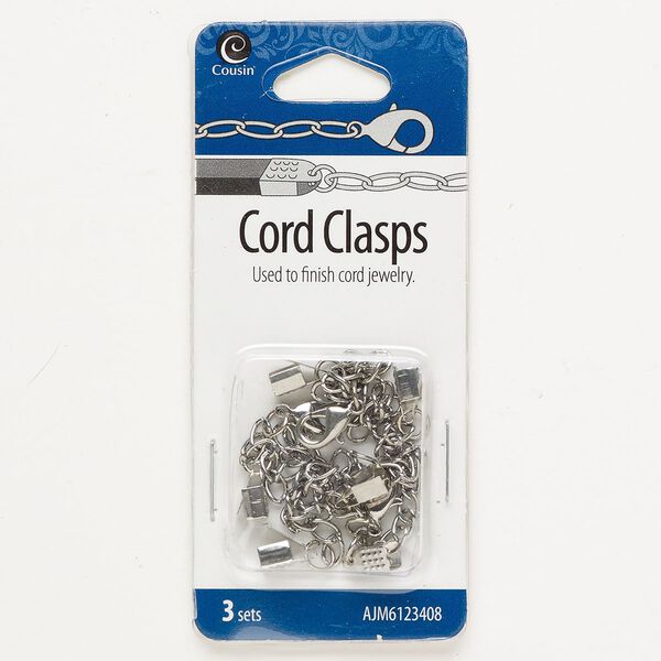 Clasp lobster claw "pewter" (zinc-based alloy) / steel 1pkg3 10x6mm oval, antique silver finish image number 0