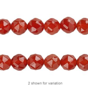 Carnelian 1pkg1, rose-cut round bead 8 inch 8mm