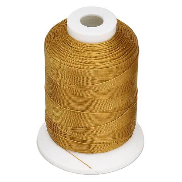 Thread, K.O., nylon, pkg/328 yard spool, gold, size 0.15, 4-pound test. image number 0