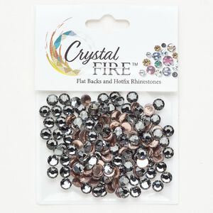 Flat back 1pkg144 crystal silver night, Crystal Fire®, 4.60-4.80mm hotfix round SS20