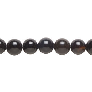Black agate 1pkg1, round bead 15 inch 8mm