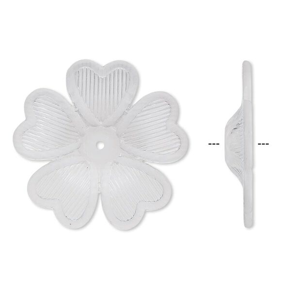 Component, acrylic, frosted clear, 42x7mm flower. Sold per pkg of 25. image number 0