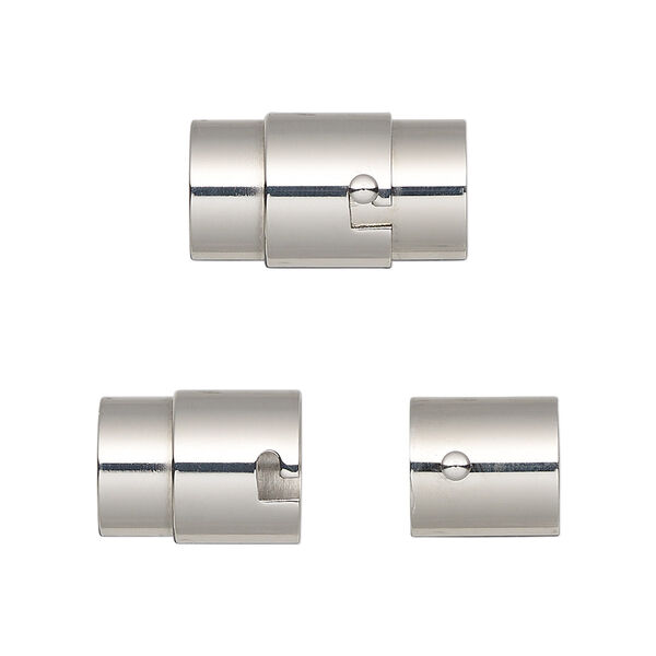 Clasp, magnetic, stainless steel, 18.5x11mm locking round tube with glue-in ends. Sold individually. image number 0