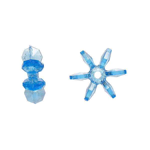 Bead, acrylic, transparent blue, 14x5mm paddle wheel. Sold per pkg of 500. image number 0