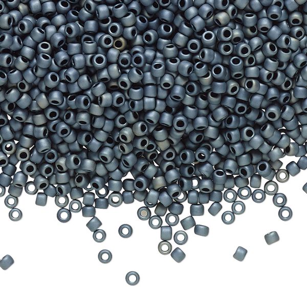 Seed bead, TOHO BEADS®, glass, pkg/7.5g, #11 round, opaque matte gunmetal (TR-11-612). image number 0