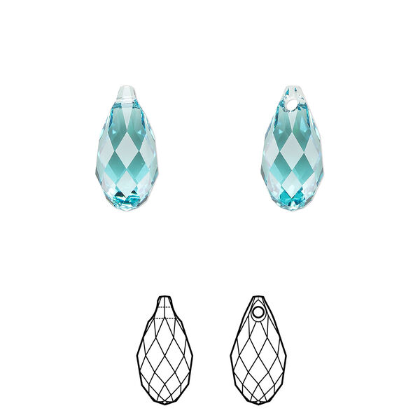 Briolette 2pk light turquoise, Crystal Passions® 13x6.5mm pendant drop 6010 image number 0