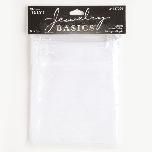 Pouch, organza, white, 5x4-inch rectangle. Sold per pkg of 8. image number 0