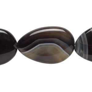Black agate 1pkg1, freeform bead 8 inch 26x17mm-32x23mm