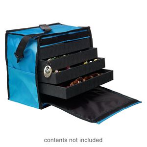 Jewelry tray carrying case, nylon / steel / plastic, turquoise blue / clear / black, 14 x 15-1/2 x 8-1/2 inches. Sold individually.