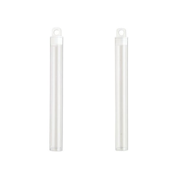 Vial, plastic, clear and white, 5 x 9/16 inch cylinder with hang tab. Sold per pkg of 100. image number 1