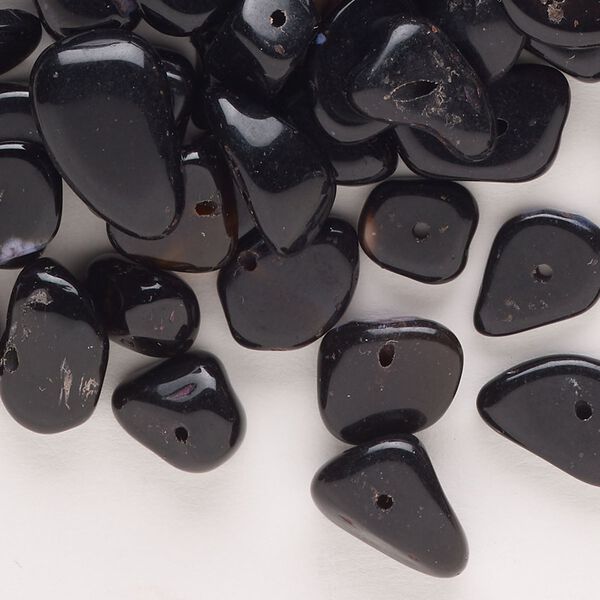 Bead, glass, pkg/200, opaque black/grey/pink, small to extra-large top-drilled chip. image number 0