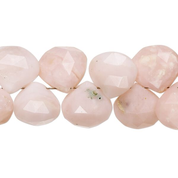 Pink opal 1pkg1, hand-cut top-drilled faceted puffed teardrop bead natural 8 inch graduated 10x10mm-15x14mm image number 0