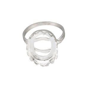 Ring, sterling silver, 20x15mm wide with 18x13mm oval cabochon bezel setting, size 9. Sold individually.