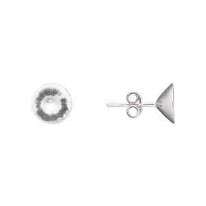 Earstud 1pkg2 Almost Instant Jewelry® sterling silver, 9mm round SS39 rivoli or chaton glue-in setting / earnuts, 1 pair