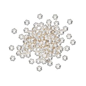 Bead, silver-plated brass, 3x2mm star. Sold per pkg of 100.