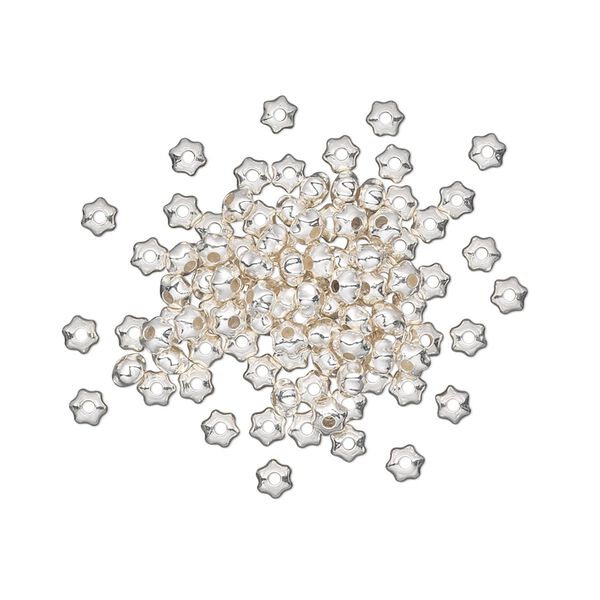 Bead, silver-plated brass, 3x2mm star. Sold per pkg of 100. image number 0