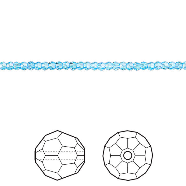 Bead 144pk aquamarine, Crystal Passions® 2mm round 5000 image number 0