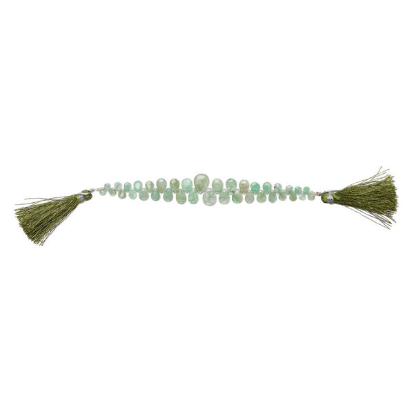 Emerald 1pkg1, hand-cut top-drilled puffed teardrop bead, 4 inch graduated 5x3mm-9x6mm light image number 1