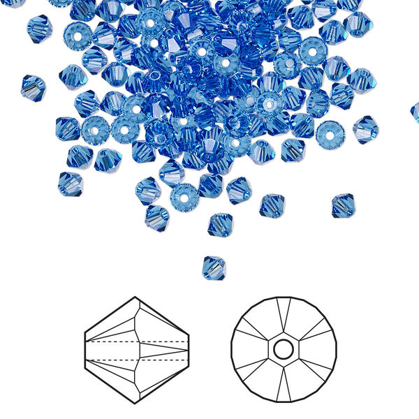 Bead 144pk sapphire, Crystal Passions® 3mm bicone 5328 image number 0