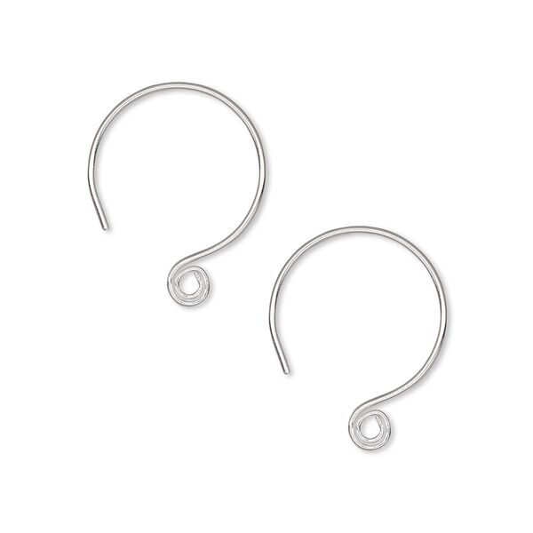 Ear wire, Hill Tribes, silver-plated brass, 19mm French hook with spiral design, 22 gauge. Sold per pkg of 5 pairs. image number 0