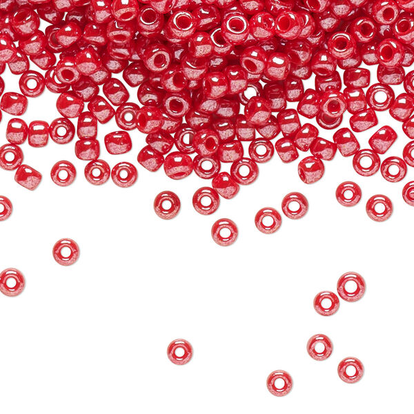 Seed bead, TOHO BEADS®, glass, pkg/50g, #8 round, opaque luster cherry (TR-08-125). image number 0