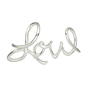 Pendant, JBB Findings, slide, sterling silver, 34x19mm "Love." Sold individually.