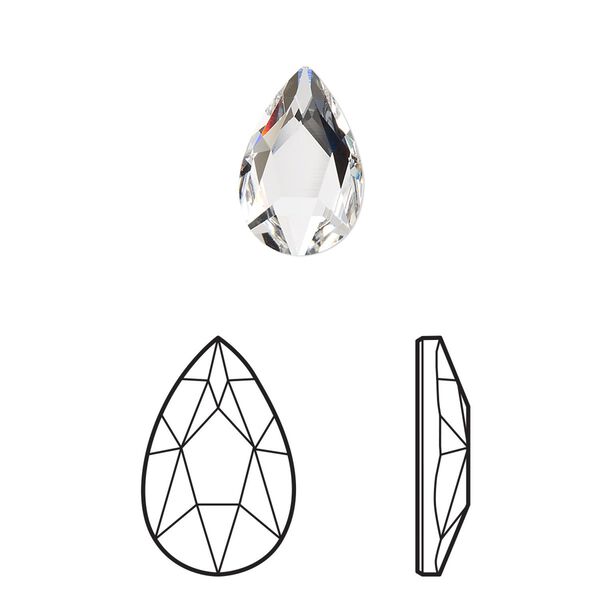 Flat back 24pk crystal foil back, Crystal Passions® 14x9mm pear 2303 image number 0