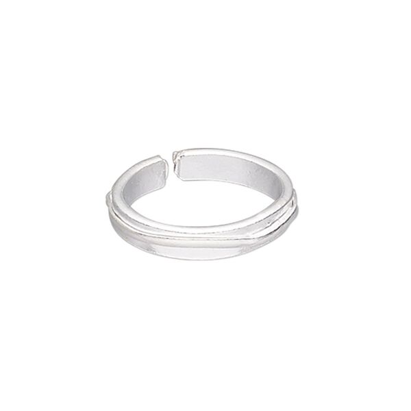 Ring, silver-plated copper, 4mm wide with wavy design, adjustable. Sold individually. image number 0