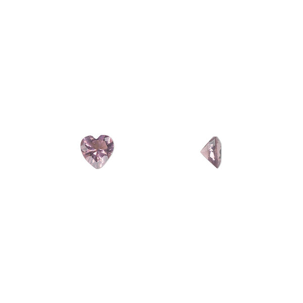 Gem, cubic zirconia, alexandrite purple, 4mm faceted heart, Mohs hardness 8-1/2. Sold per pkg of 5. image number 0