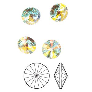 Chaton 4pk crystal AB foil back, Preciosa MAXIMA Czech crystal rhinestone 16mm rivoli