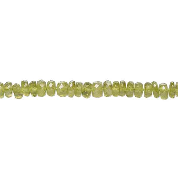 Peridot 1pkg1, hand-cut faceted rondelle bead natural B grade, 8 inch 3x2mm-5x2mm image number 0