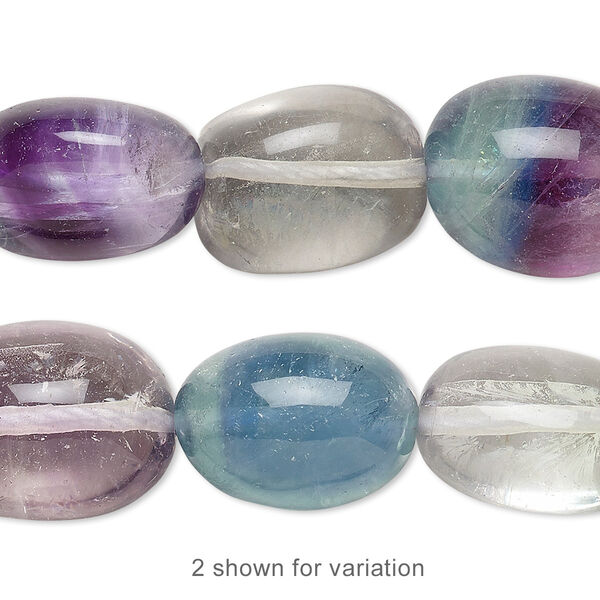 Bead, rainbow fluorite (natural), medium tumbled nugget, Mohs hardness 4. Sold per 15-1/2" to 16" strand. image number 0