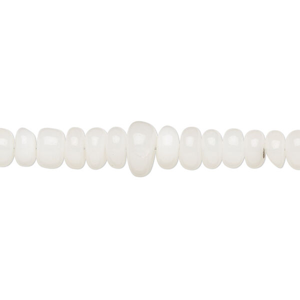 Bead, Ethiopian white opal (natural), 3x1mm-6x3mm graduated hand-cut rondelle, C+ grade, Mohs hardness 5 to 6-1/2. Sold per 14-inch strand. image number 0
