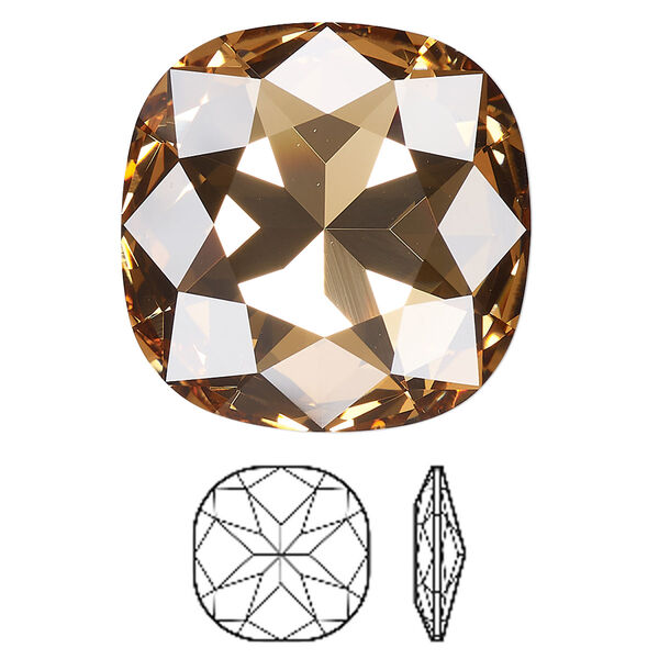 Fancy stone 1pk light colorado topaz foil back, Crystal Passions® 27mm cushion 4487 image number 0