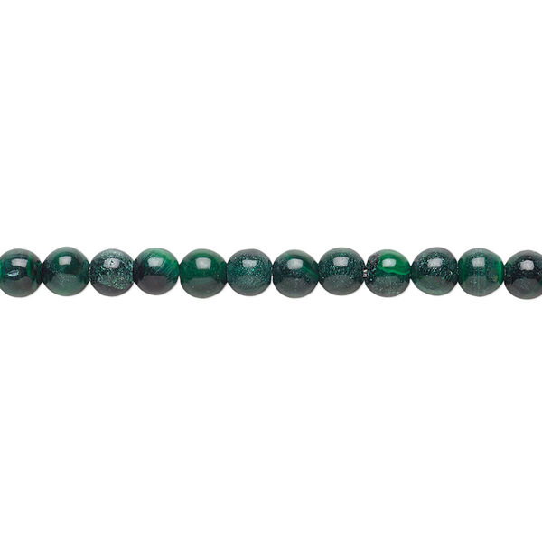 Malachite 1pkg1, round bead natural C grade, 15 inch 3-4mm image number 0