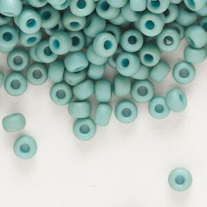 Seed bead, Miyuki, glass, pkg/250g, #6 rocaille, opaque matte luster seafoam, (RR-2028).