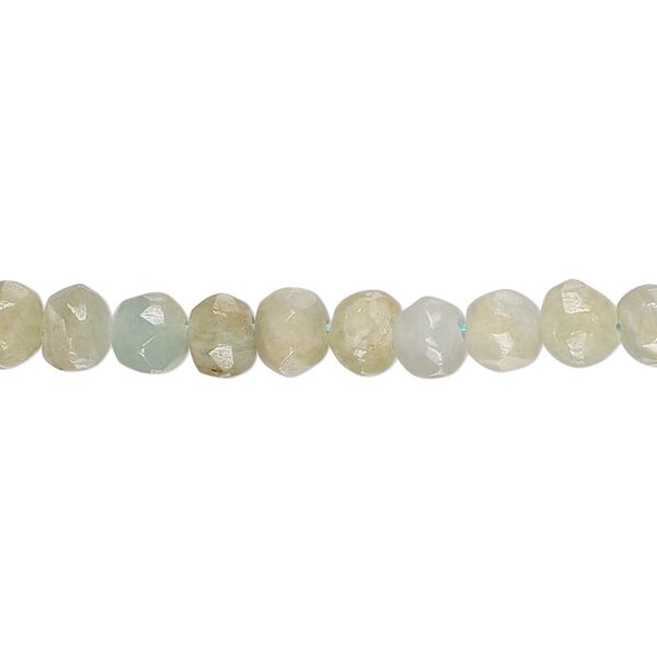 Aquamarine 1pkg1, hand-cut faceted rondelle bead 14 inch 5x3mm-7x6mm image number 0